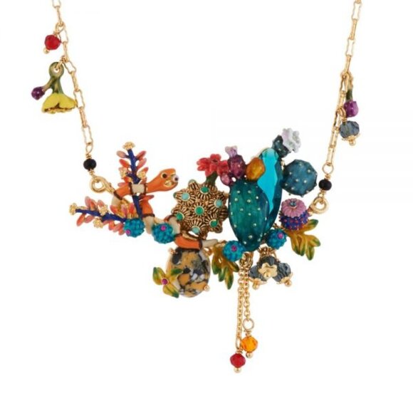 Les Nereides Cactus And Snake In Mexican Desert Necklace